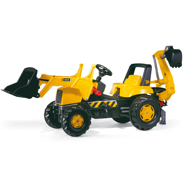 RollyToys Junior Pedal Tractor JCB with Front Loader &amp; Rear Excavator