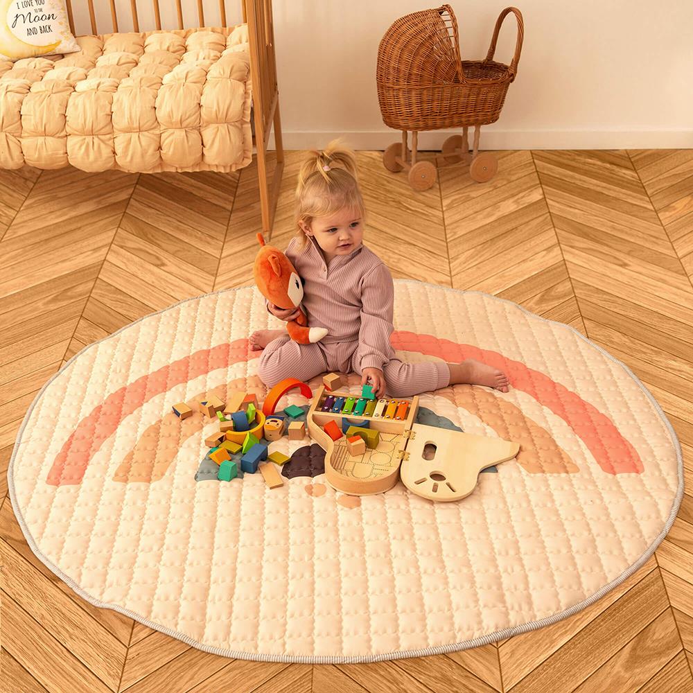 Tapis de jeu matelassé Hakuna Mat, Ø 1,5 m, Boho Rainbow