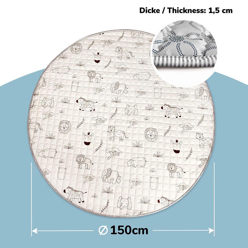 Tapis de jeu matelassé Hakuna Mat, Ø 1,5 m, Animaux Safari