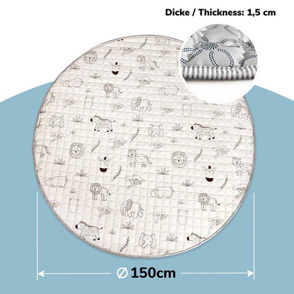 Tapis de jeu matelassé Hakuna Mat, Ø 1,5 m, Animaux Safari