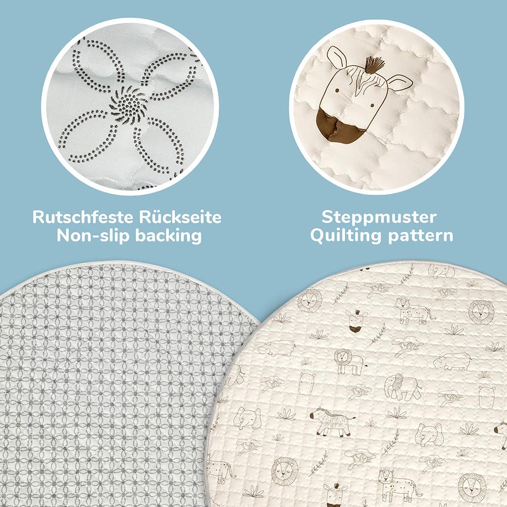 Tapis de jeu matelassé Hakuna Mat, Ø 1,5 m, Animaux Safari