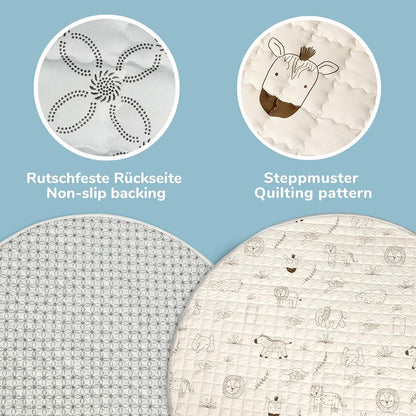 Tapis de jeu matelassé Hakuna Mat, Ø 1,5 m, Animaux Safari