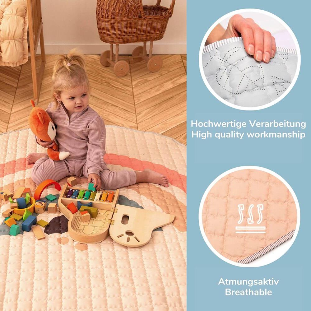 Tapis de jeu matelassé Hakuna Mat, Ø 1,5 m, Boho Rainbow