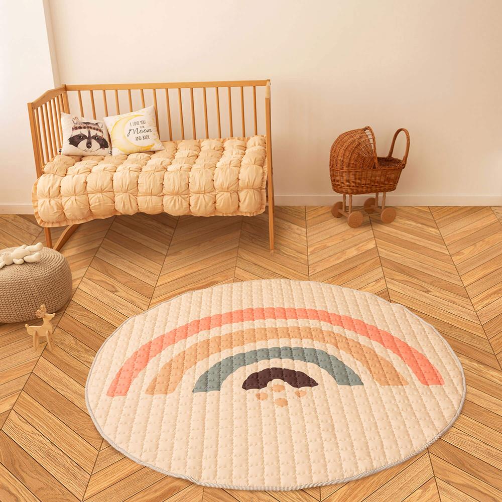 Tapis de jeu matelassé Hakuna Mat, Ø 1,5 m, Boho Rainbow