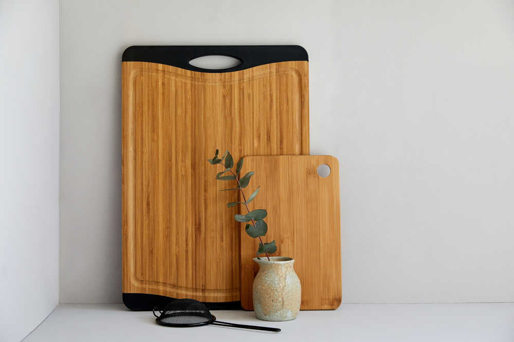 Wenko cutting board bamboo, brown/black