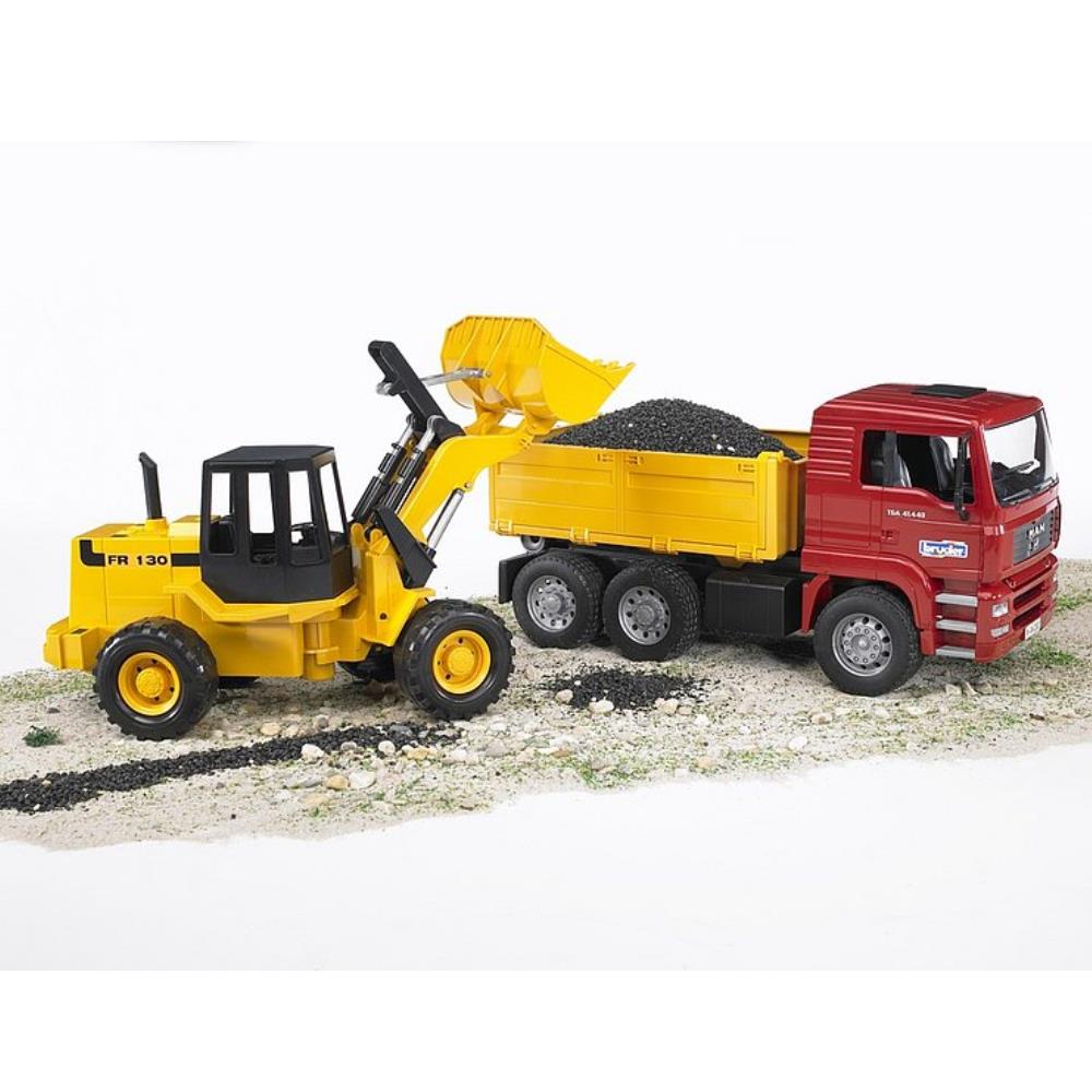 Bruder MAN TGA tipper truck with articulated wheel loader FR130