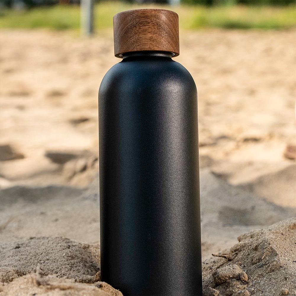 T&N Trinkflasche Edelstahl Wood Edition, 750 ml, Anthracite