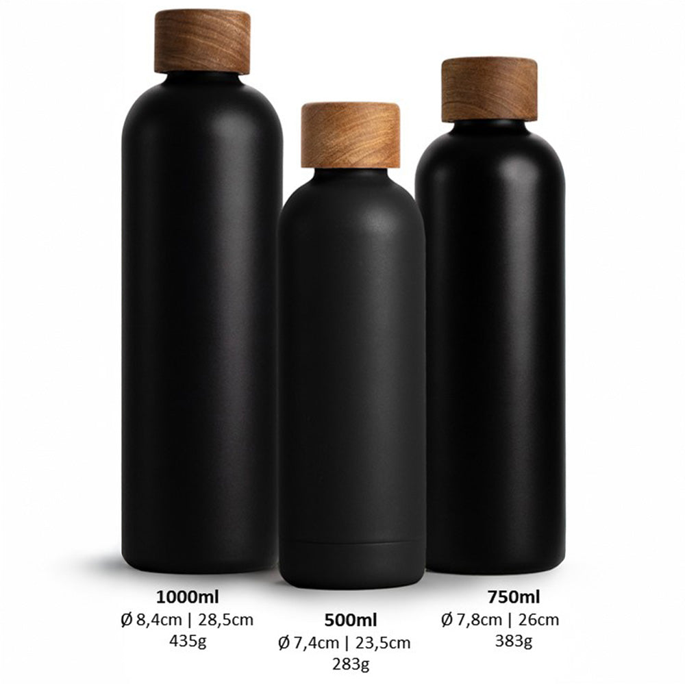 T&N Trinkflasche Edelstahl Wood Edition, 1000 ml, Anthracite