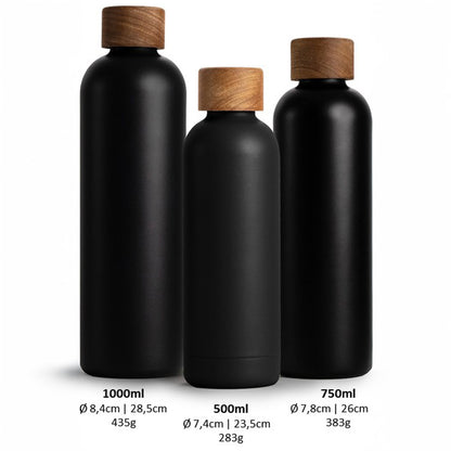 T&N Trinkflasche Edelstahl Wood Edition, 1000 ml, Anthracite