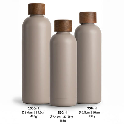 T&N Trinkflasche Edelstahl Wood Edition, 750 ml, Mud Grey