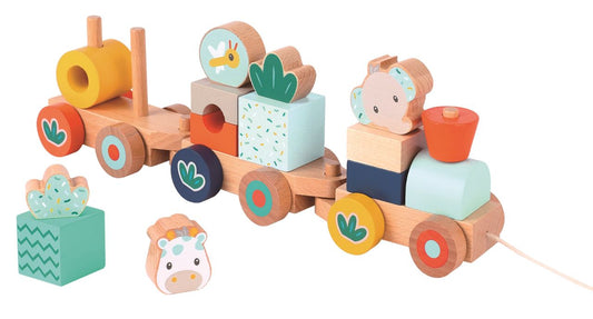 Spielba Nachziehzug Giraffe & Elefant