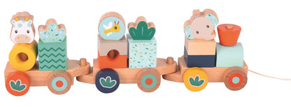 Spielba Nachziehzug Giraffe & Elefant