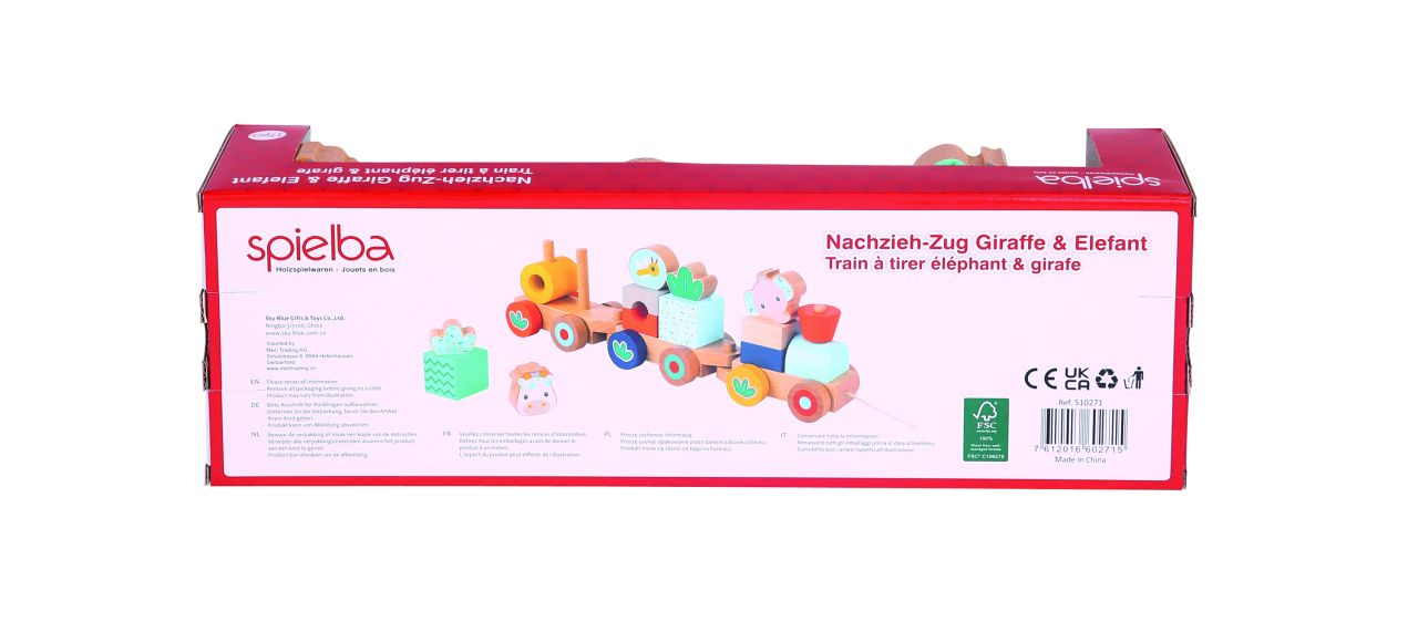 Spielba Nachziehzug Giraffe & Elefant