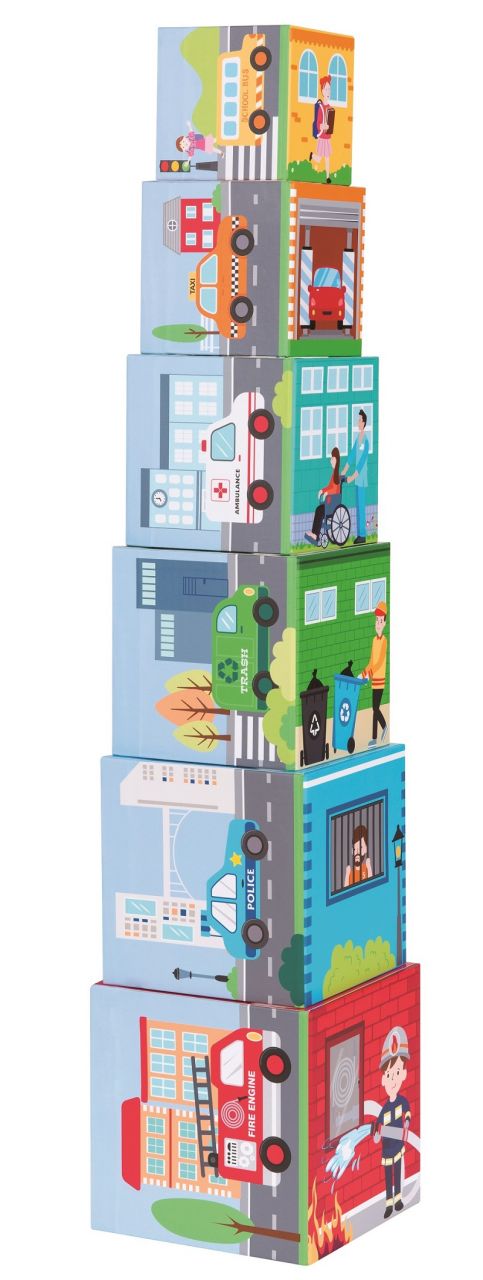 Spielba stacking tower with 6 cars