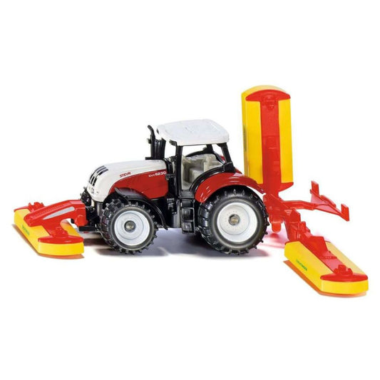 Siku Steyr avec combinaison de faucheuses Pöttinger.