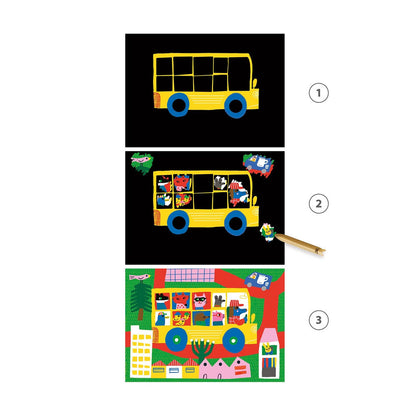 Djeco Scratchbilder Fahrzeuge entdecken