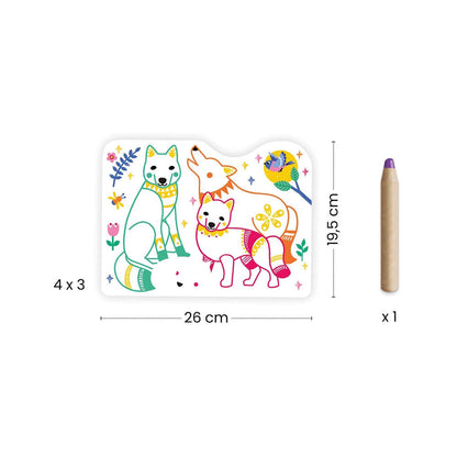 Ausmalbilder verdeckte Farben Waldfamilie