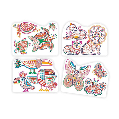 Ausmalbilder verdeckte Farben Wildnisfamilie