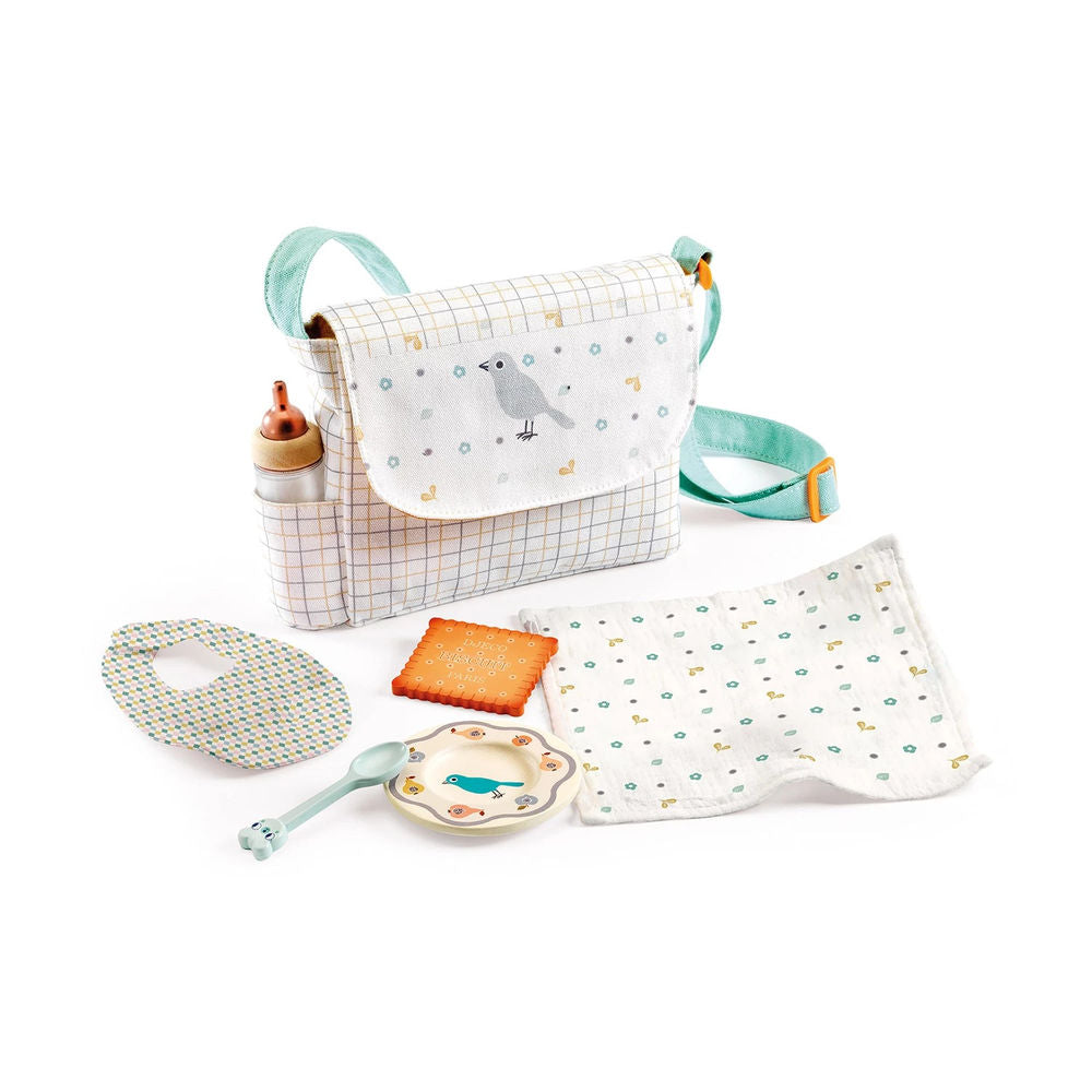 Sac Djeco Pomea avec accessoires pour manger