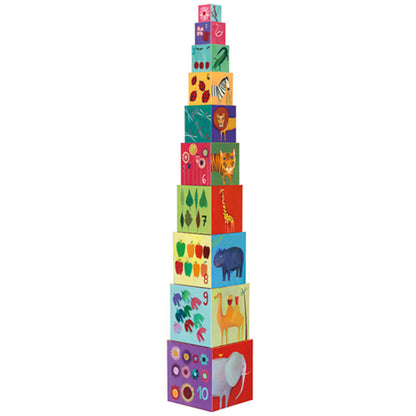 Djeco Pyramide Nature et Animaux, 10 cubes
