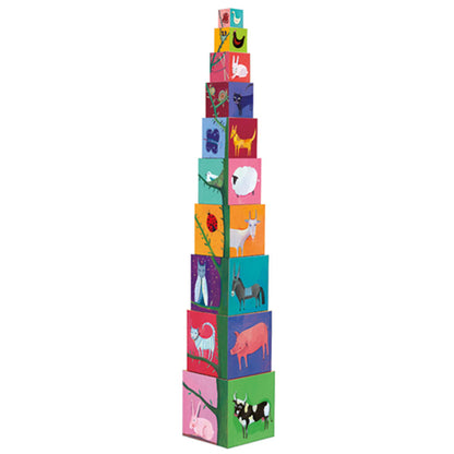 Djeco Pyramide Nature et Animaux, 10 cubes