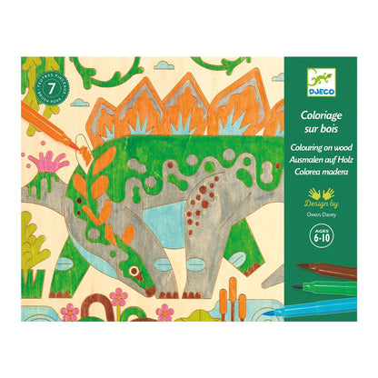 Ausmalen auf Holz Dino World