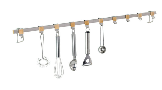 Wenko Hakenleiste Premium mit 10, Hakenmatt silber/ braun