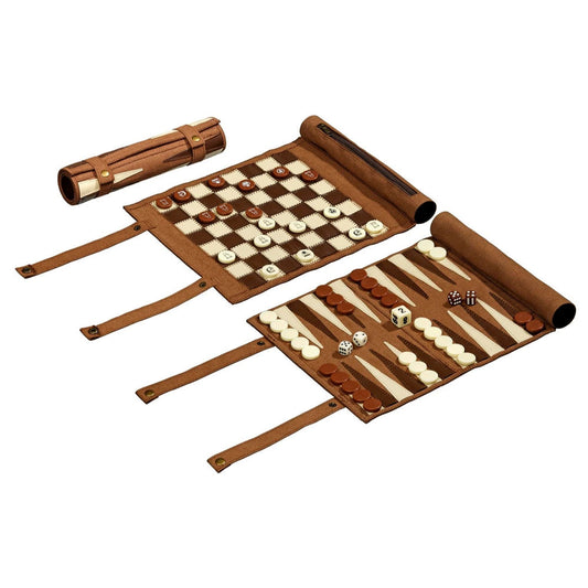 Jeu de dames de backgammon d'échecs de voyage Philos - Simili cuir
