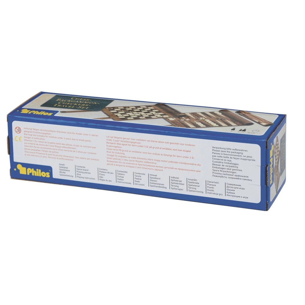 Jeu de dames de backgammon d'échecs de voyage Philos - Simili cuir