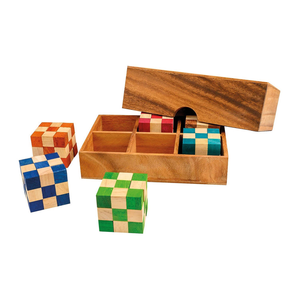 Jeu de dés serpent Philos, dans une boîte en bois, 6 pièces