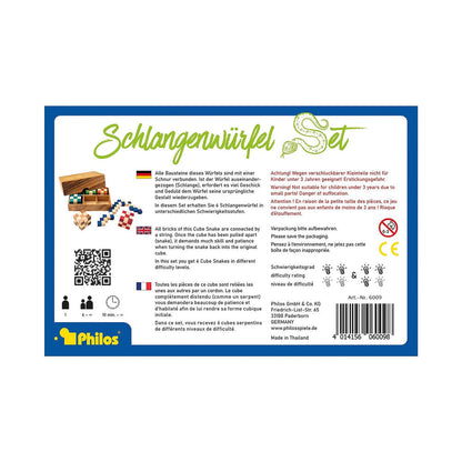 Jeu de dés serpent Philos, dans une boîte en bois, 6 pièces