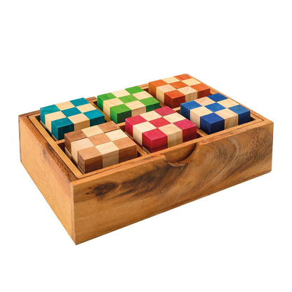 Jeu de dés serpent Philos, dans une boîte en bois, 6 pièces