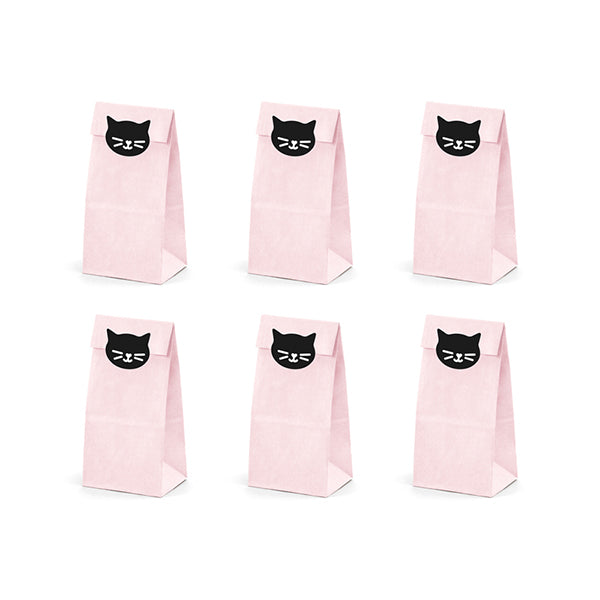 Amscan 6 party bags kitten pink