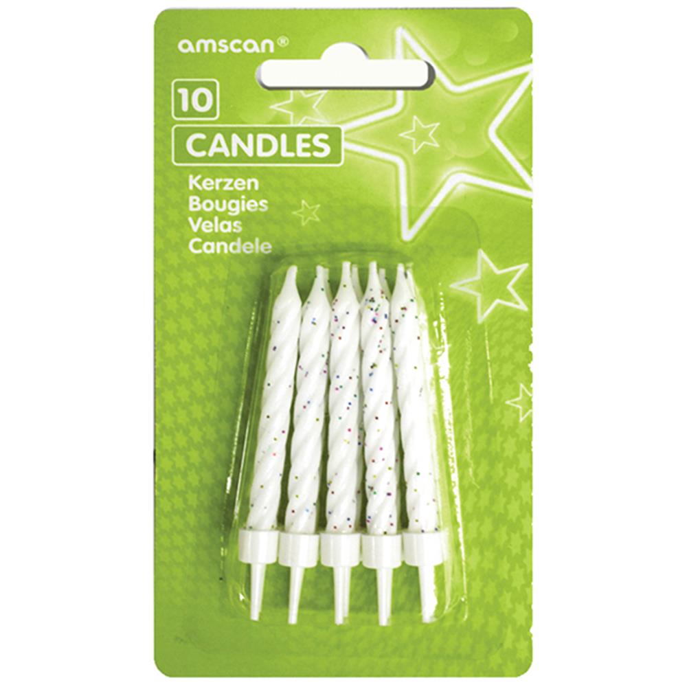Amscan 10 Geburtstagskerzen weiss