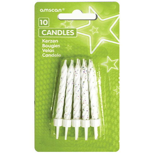 Amscan 10 Geburtstagskerzen weiss