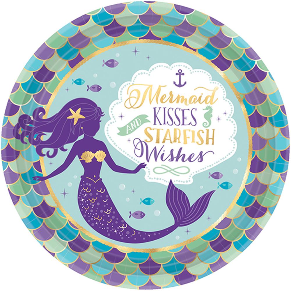 Amscan 8 assiettes en carton 23cm Mermaid Wishes