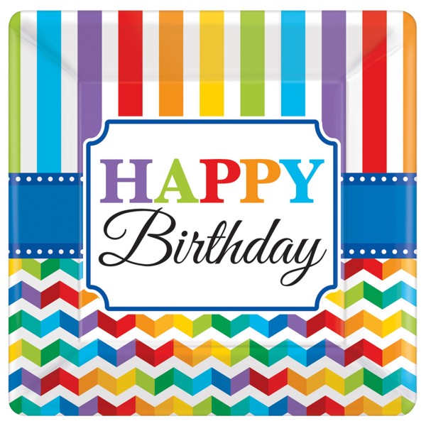 Amscan 8 assiettes en carton anniversaire lumineux