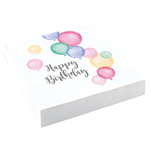 Amscan 20 serviettes Joyeux Anniversaire Pastel