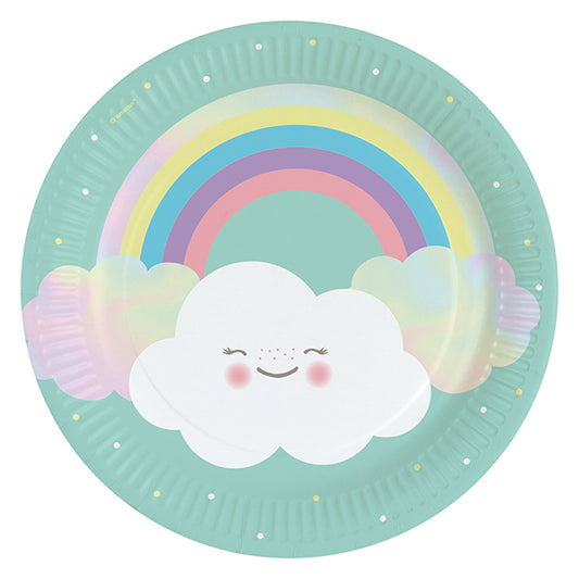 Amscan 8 assiettes en carton 23cm Arc-en-ciel &amp; Nuage