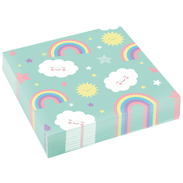 Amscan 20 Napkins 33cm Rainbow &amp; Cloud