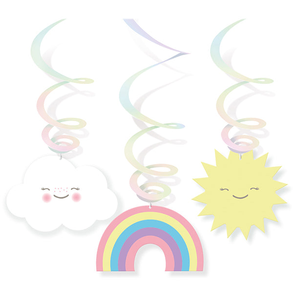 Amscan 6 Dekospiralen Rainbow & Cloud