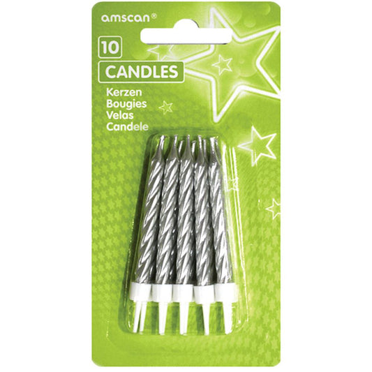 10 Geburtstagskerzen silber