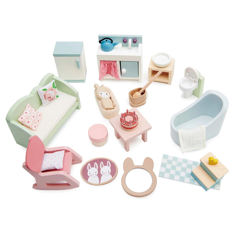 Doll furniture set in country house style