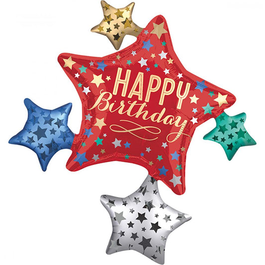 Ballon en aluminium Amscan Happy Birth. Étoiles 81x88cm