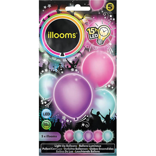 5 ballons LED GIRLIE, assortis
