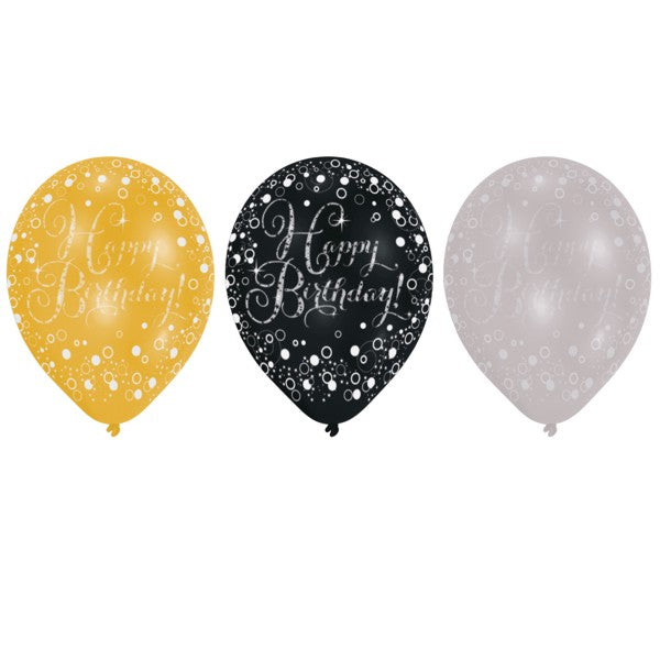 Amscan 6 ballons Joyeux Anniversaire, doré