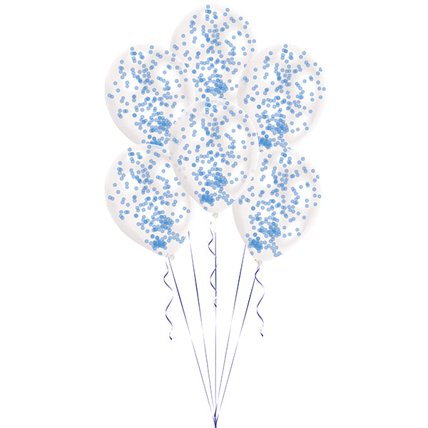 Amscan 6 ballons remplis de confettis bleu