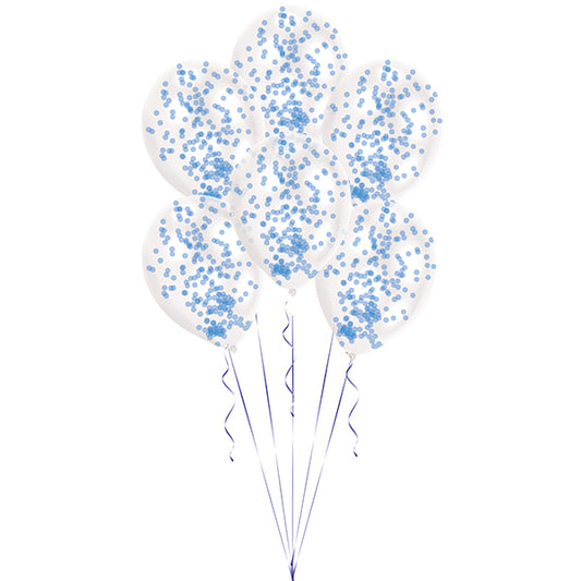 Amscan 6 ballons remplis de confettis bleu