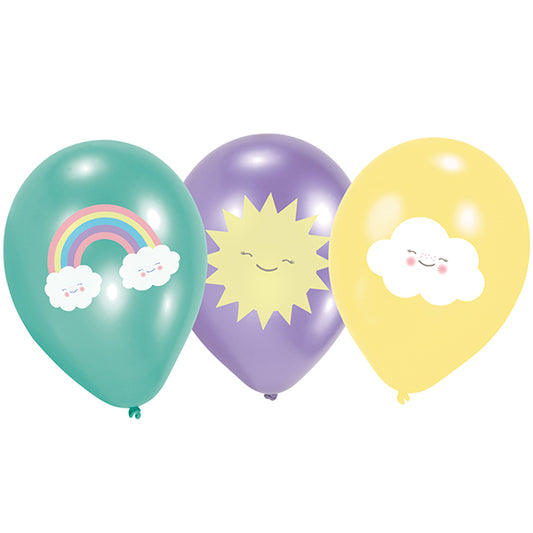 Amscan 6 ballons Arc-en-ciel &amp; Nuage 28cm