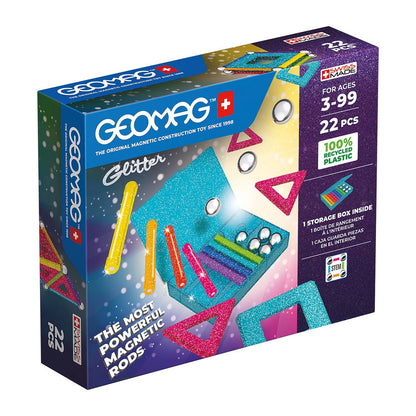 Geomag Panels GREEN line GLITTER 22 Teile